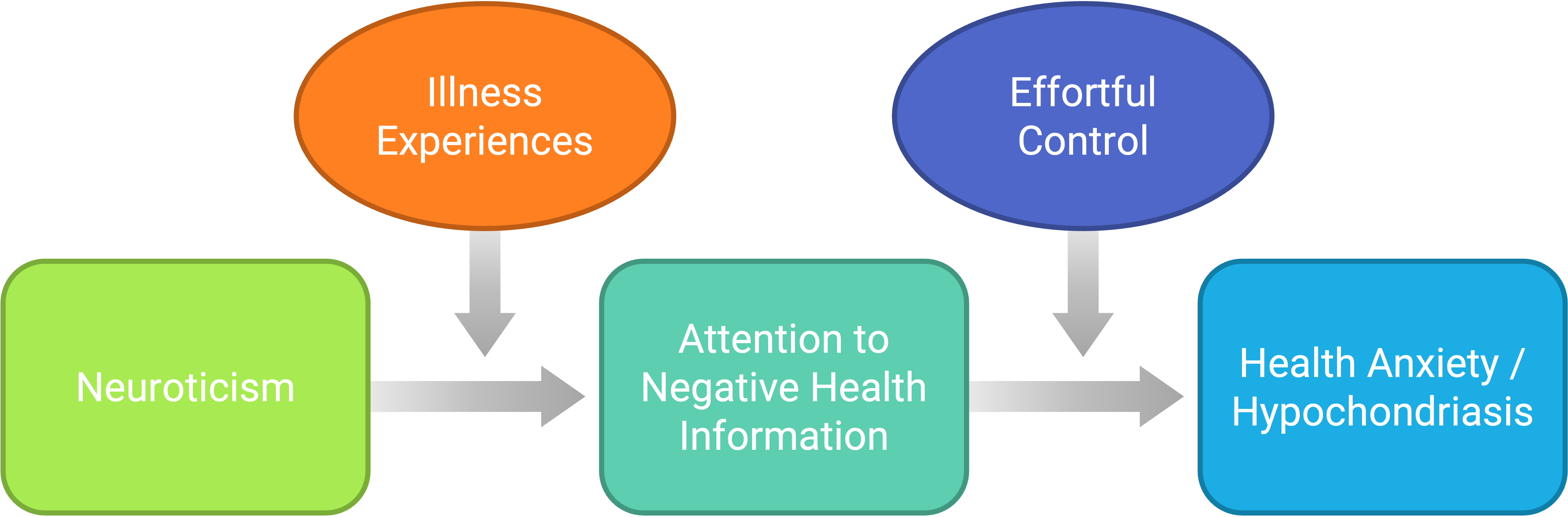 A simplified representation of one contemporary theory of hypochondriasis. This theory focuses on key variables and the relationships among them.